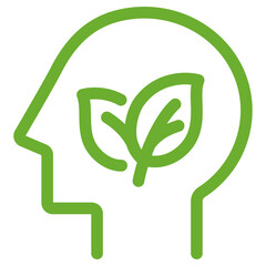 Human head icon with leaves. Vector simple line icon for eco,  recycle or sustainable products.