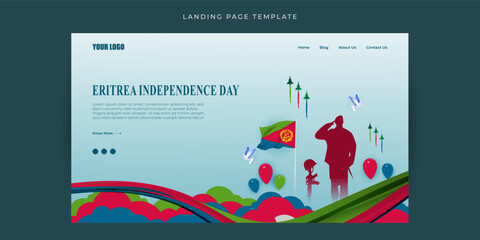 Vector illustration of Eritrea Independence Day Website landing page banner mockup Template