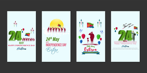 Vector illustration of Eritrea Independence Day social media story feed set mockup template