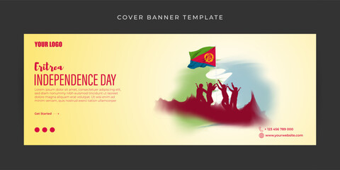 Vector illustration of Eritrea Independence Day Facebook cover banner mockup Template
