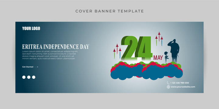 Vector illustration of Eritrea Independence Day Facebook cover banner mockup Template
