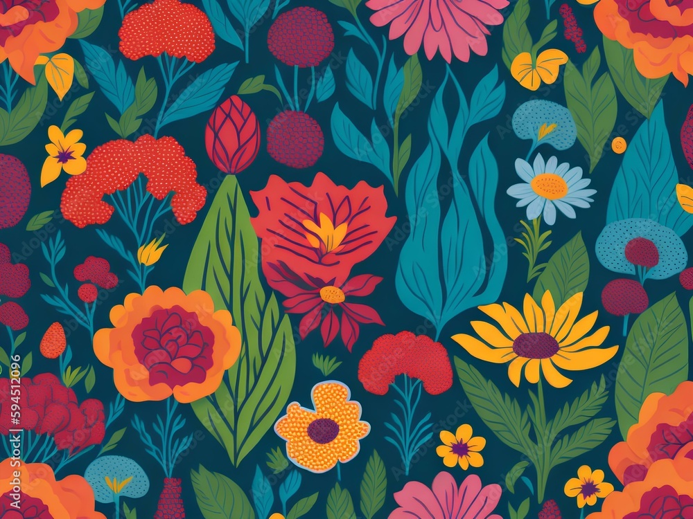 Poster seamless pattern with flowers generated ai