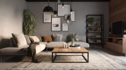 a minimalist Scandinavian living room, generative ai