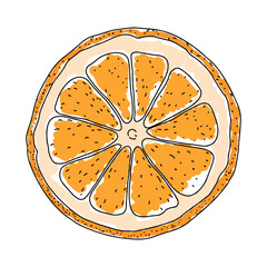 orange slice in doodle style, simple vector icon