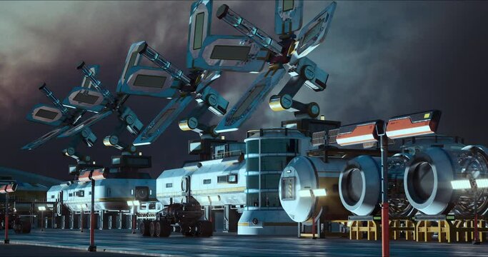 Exploration mission vehicle rides on Mars space base