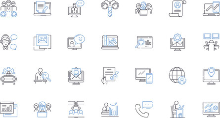 Thriving entity line icons collection. Resilience, Growth, Prosperity, Flourishing, Success, Innovation, Stability vector and linear illustration. Expansion,Sustainability,Advancement outline signs