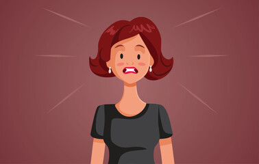 Stressed Woman Feeling Anxious and Desperate Vector Cartoon Illustration. Girl suffering from anxiety and panic attacks feeling desperate
