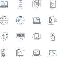 Customer service line icons collection. Satisfaction, Support, Assistance, Communication, Experience, Empathy, Accountability vector and linear illustration. Responsiveness,Understanding,Appreciation