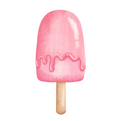 Strawberry ice cream watercolor.