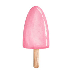 Strawberry ice cream watercolor.