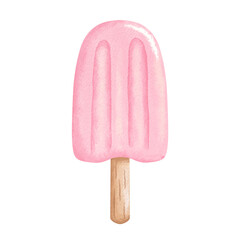 Strawberry ice cream watercolor.