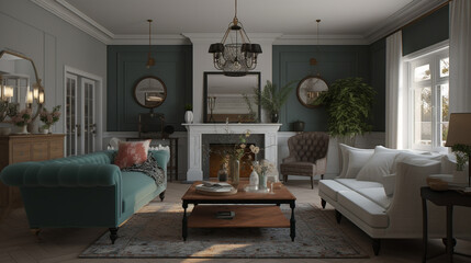a classic living room, generative ai