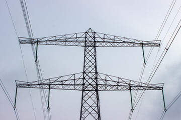 Dutch powerlines during a cloudy day