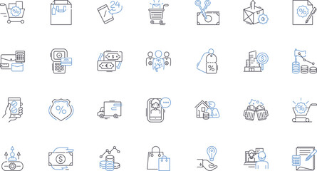 Commodity markets line icons collection. Futures, Options, Derivatives, Commodities, Hedging, Spot, Arbitrage vector and linear illustration. Exchange,Volatility,Supply outline signs set