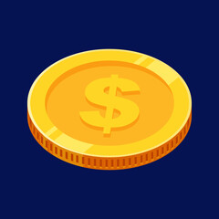 US Dollar Coin Gold Vector