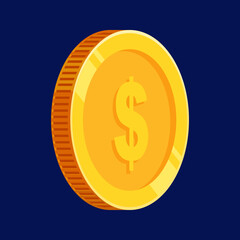US Dollar Coin Gold Vector