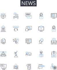 News line icons collection. Information, Intelligence, Update, Bulletin, Report, Account, Notice vector and linear illustration. Announcement,Communication,Disclosure outline signs set