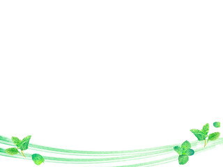 ミントの爽やかフレーム水彩イラスト © きだ