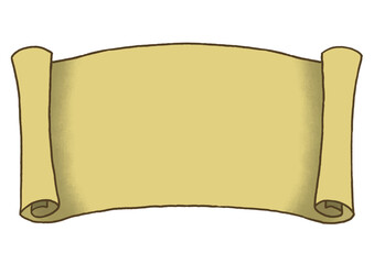 端が丸まった羊皮紙の巻紙　線あり