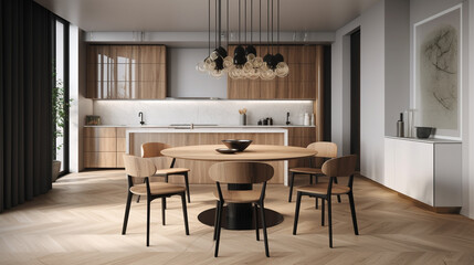 Fototapeta na wymiar Modern and minimalist kitchen, generative ai