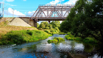 Obraz premium Railway in summer view from above