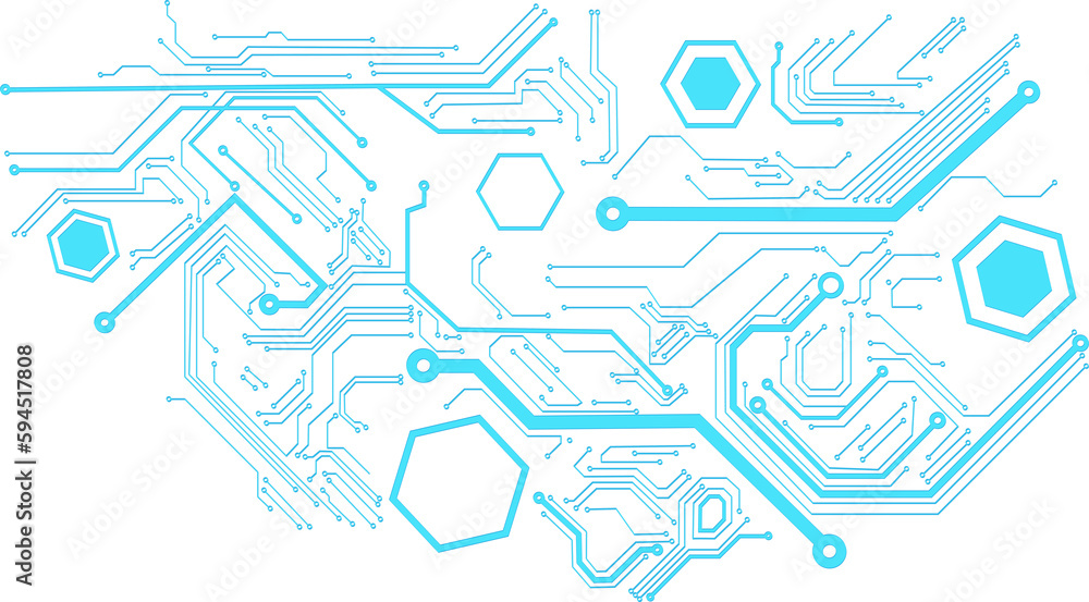 Poster abstract blue computer technology background with circuit board and hexagon tech.illustration for el