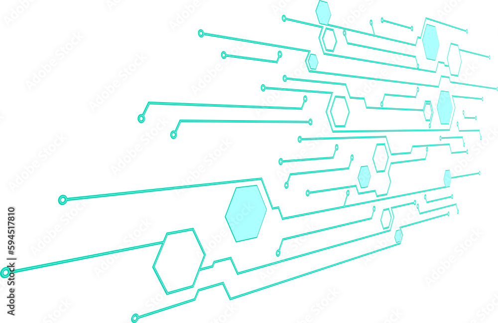 Poster abstract blue computer technology background with circuit board and hexagon tech.illustration for el