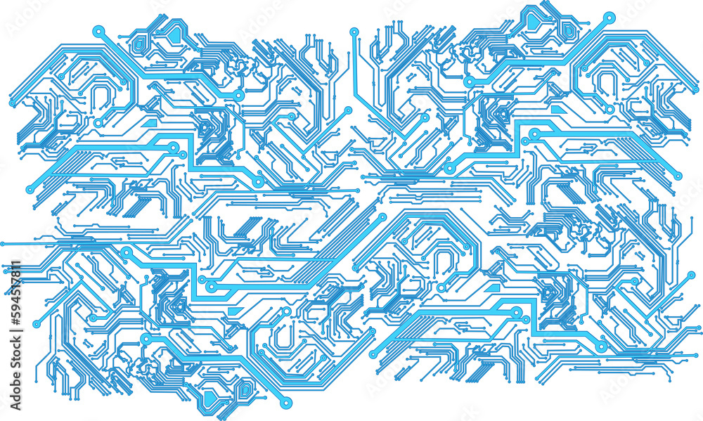 Poster abstract blue computer technology background with circuit board and circle tech.illustration for ele