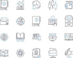Artificial technology line icons collection. Automation, Robotics, Algorithms, Intelligence, Machine learning, Digitization, Cyborgs vector and linear illustration. Nanobots,Simulation,Augmentation