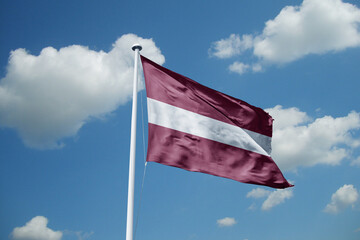 Latvia waving flag, flag in a pole, memorial day, freedom of speech, horizontal flag, rectangular, national, raise a flag, emblem