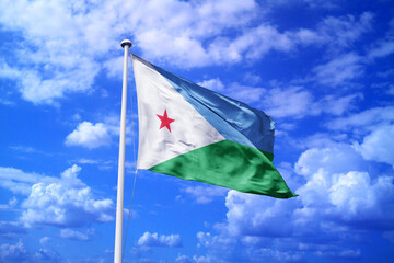 Djibouti waving flag, flag in a pole, memorial day, freedom of speech, horizontal flag, rectangular, national, raise a flag, emblem