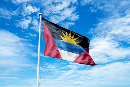 Antigua waving flag, flag in a pole, memorial day, freedom of speech, horizontal flag, rectangular, national, raise a flag, emblem
