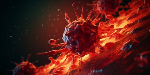 Obraz na płótnie Canvas Corona Virus In Red Artery - Microbiology And Virology Concept