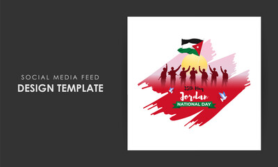Obraz na płótnie Canvas Vector illustration of Jordan National Day social media story feed mockup template