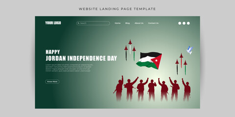 Vector illustration of Jordan National Day Website landing page banner mockup Template