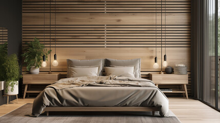 A Scandinavian-style bedroom, generative ai