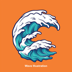 Vector of summer big wave illustration
