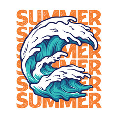 Vector of summer big wave illustration