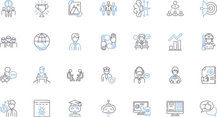 Career climb line icons collection. Achievement, Advancement, Ambition, Ascent, Attainment, Boost, Breakthrough vector and linear illustration. Career,Climb,Dedication outline signs set