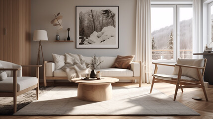 A Scandinavian-style living room, generative ai