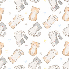 Fototapeta premium Seamless Pattern with Cute Cat Illustration Design