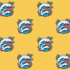 Vector pattern design of surfing wave in summer holiday