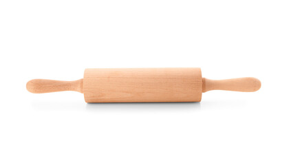 Wooden rolling pin isolated on white background