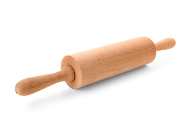 Wooden rolling pin isolated on white background