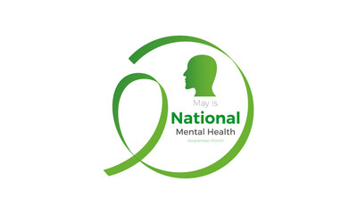 Mental health awareness month is observed every year in may. May is national mental health awareness month. Vector template for banner, greeting card, poster with background. Vector illustration.