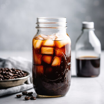 Gorgeous photo of a cold brew coffee on a white backdrop showcases its complex flavor and subtle sweetness, creating an irresistible appeal.