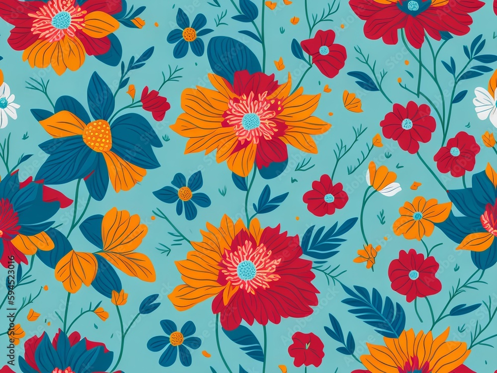 Poster seamless pattern with flowers generated ai