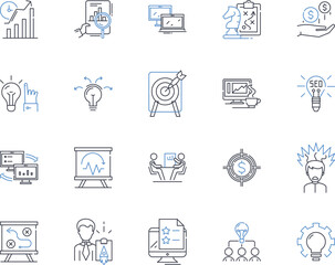 Product differentiation line icons collection. Unique, Distinct, Innovative, Exclusive, Different, Individualistic, Special vector and linear illustration. Unparalleled,Rare,Exceptional outline signs
