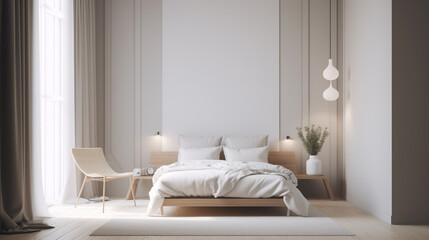 Scandinavian minimalist with a soft light interior, generative ai