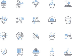 Snacks line icons collection. Chips, Pretzels, Popcorn, Nuts, Crackers, Cookies, Trail Mix vector and linear illustration. Granola,Candy,Chocolate outline signs set